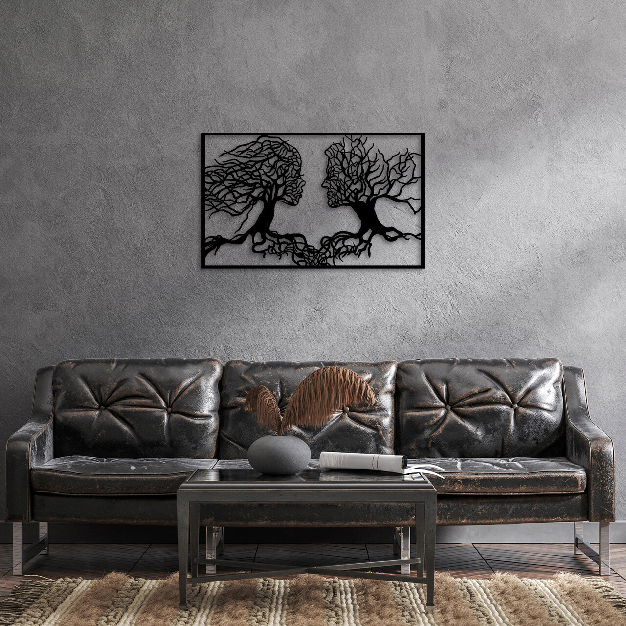 Decoratiune de perete, Love, Dimensiuni: 58 x 95 cm, Negru - imagine 7